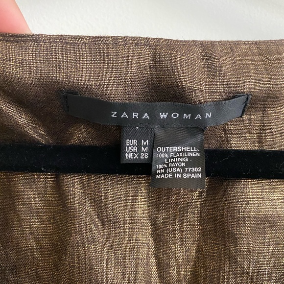 Zara NWT Bronze Linen Dress - Picture 4 of 6